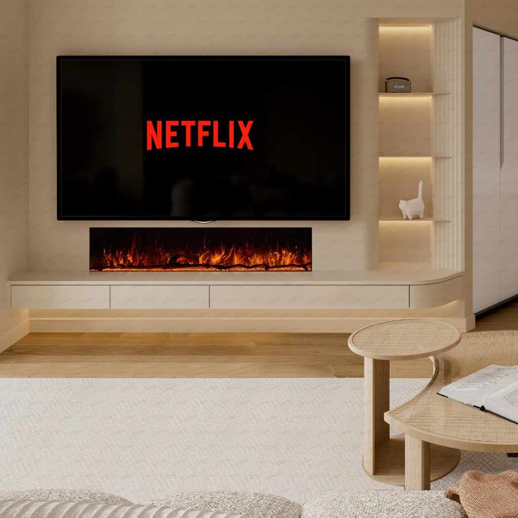 Clarendon Borderless Full Glass Media Wall Electric Fire Insert-Twilight Fires