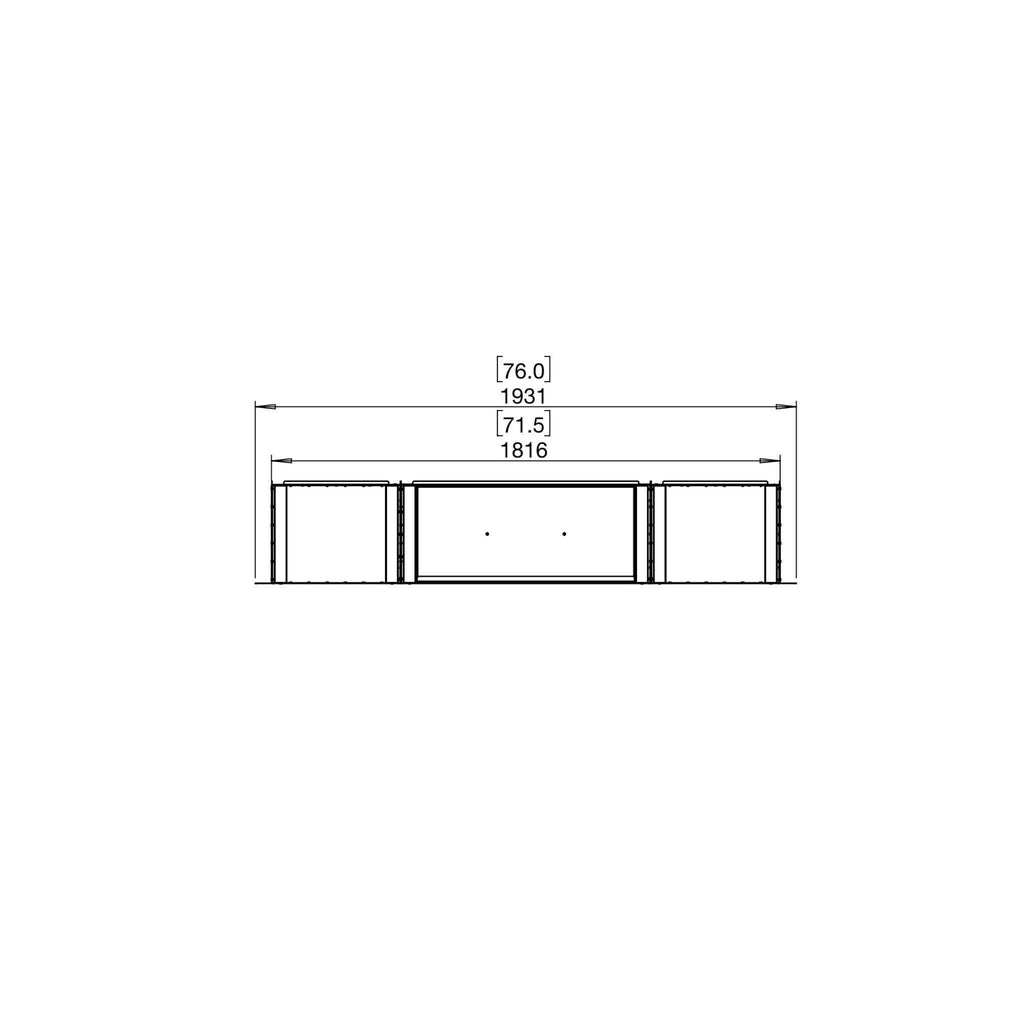 Technical line drawing of the EcoSmart Fire Flex 68 showing width dimensions in millimetres and inches.