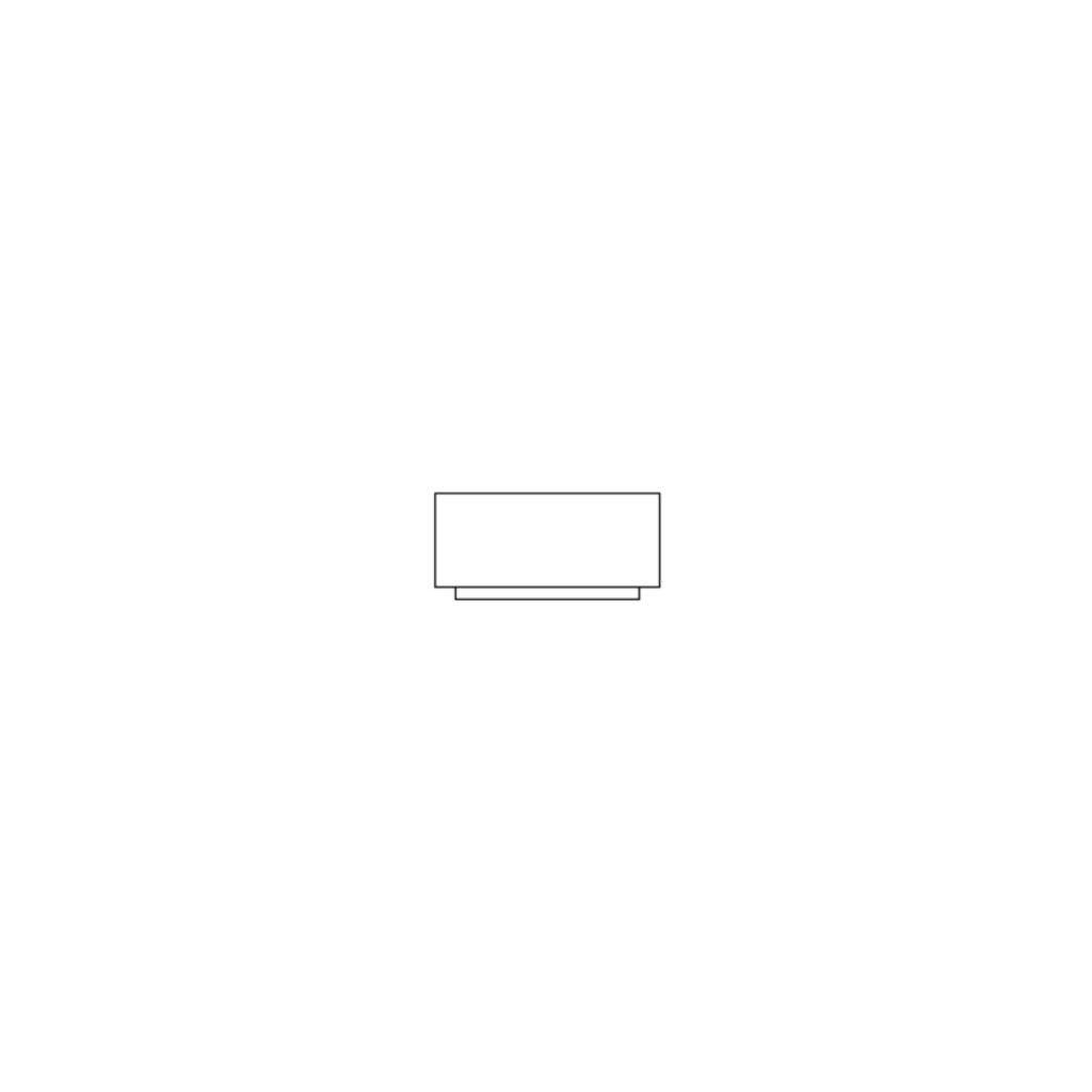 Black line drawing of the EcoSmart Fire Grate 36 showing a rectangular front view with a stepped base.