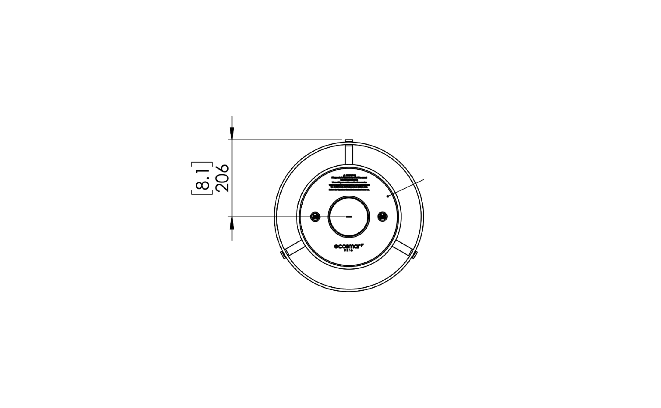 EcoSmart Fire Pillar 3L top dimensions