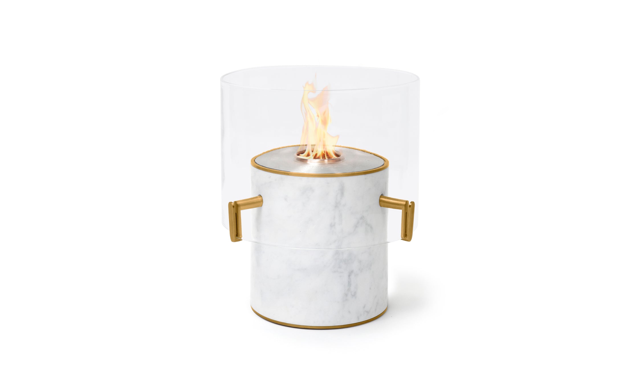 EcoSmart Fire Pillar 3L Marble White with stainless steel burner