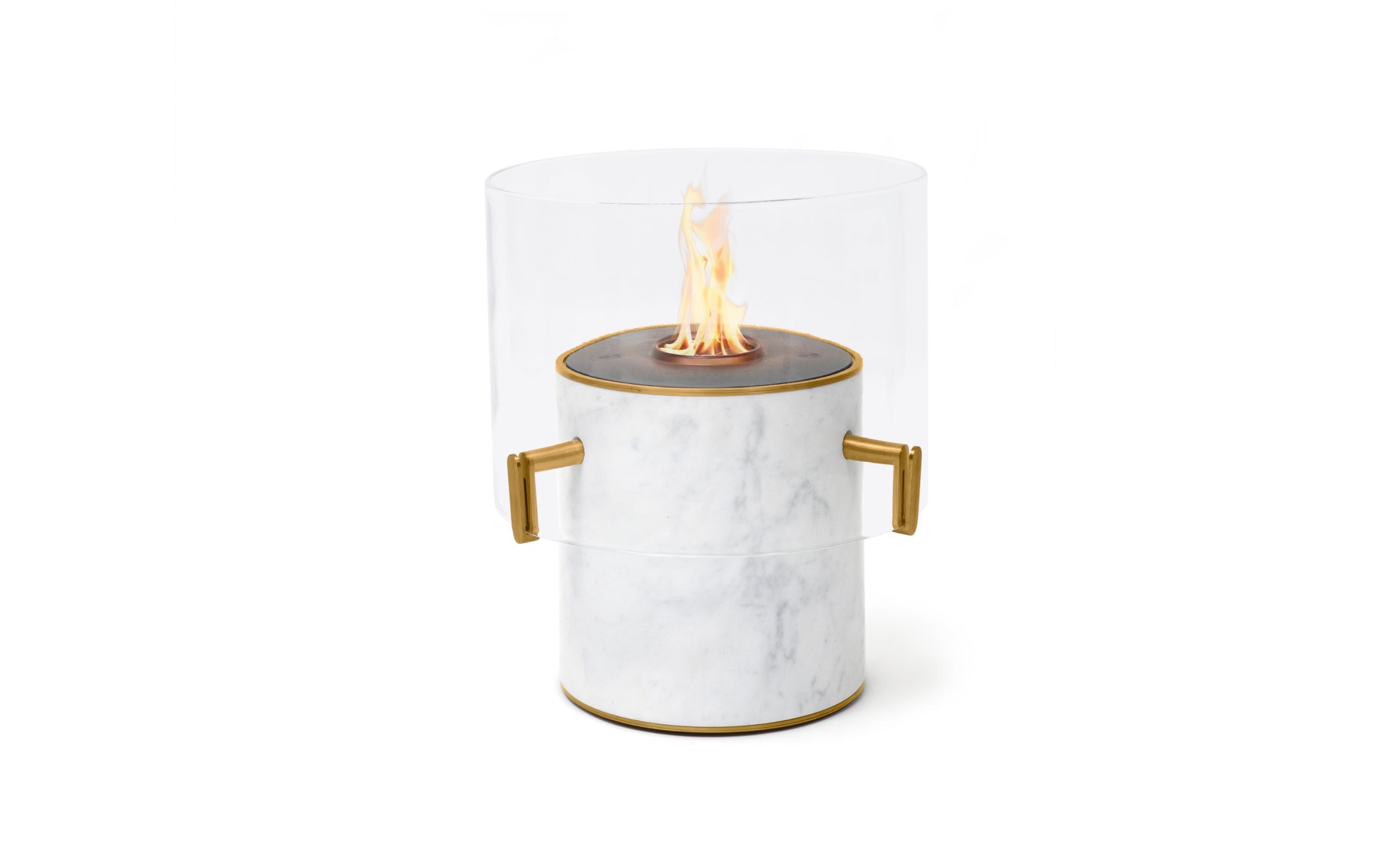 EcoSmart Fire Pillar 3L Marble White with black burner