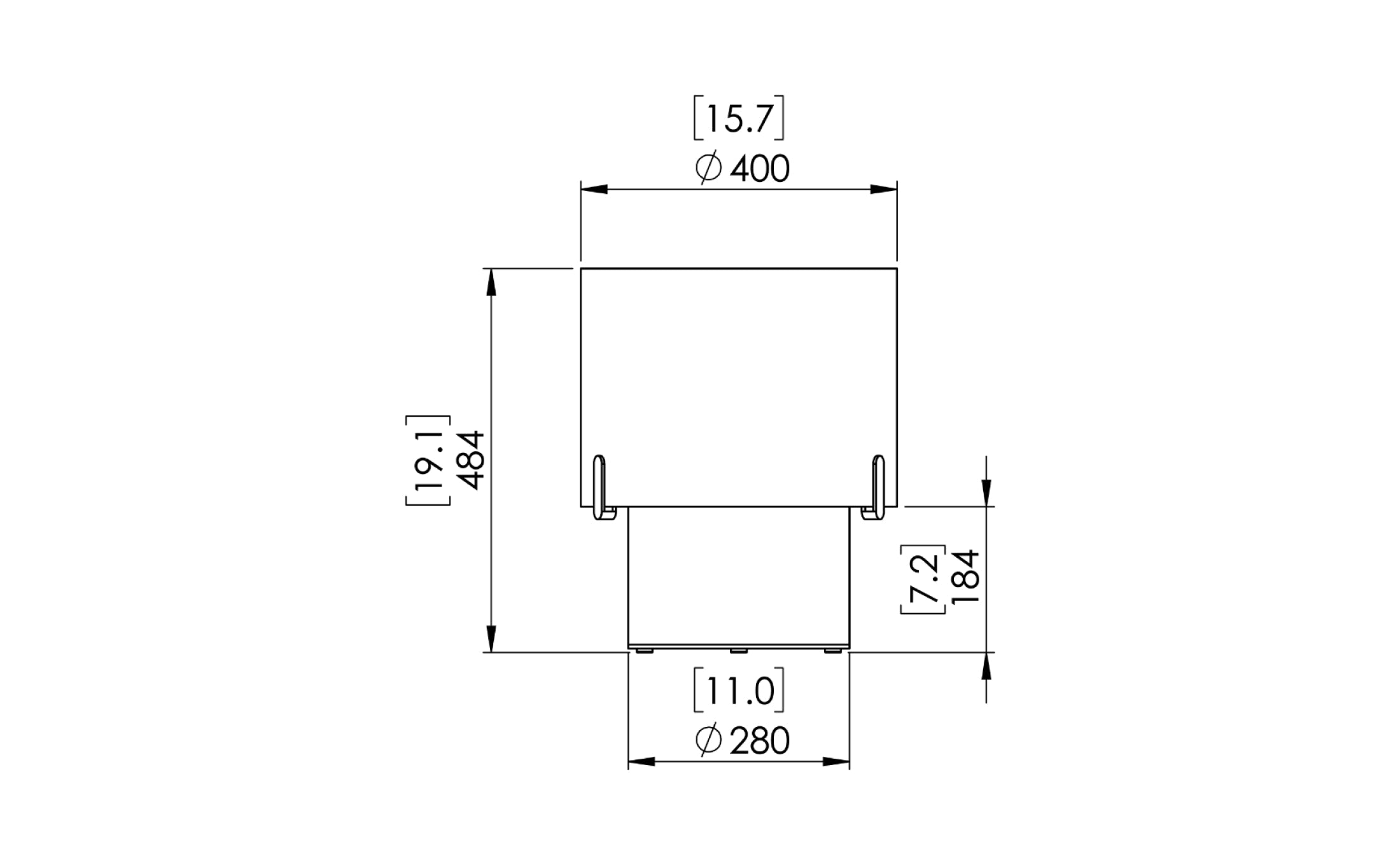 EcoSmart Fire Pillar 3L front dimensions