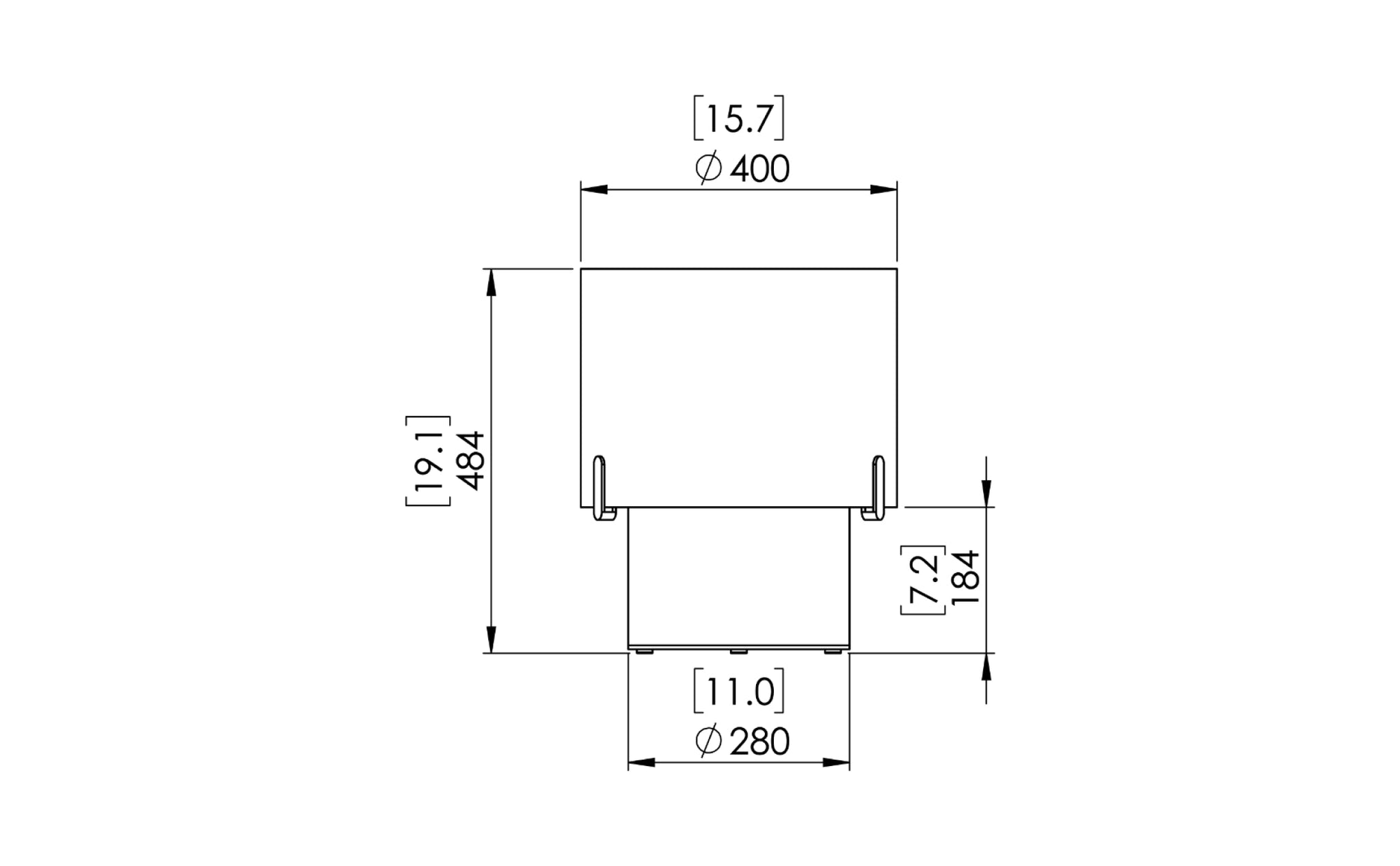 EcoSmart Fire Pillar 3L front dimensions