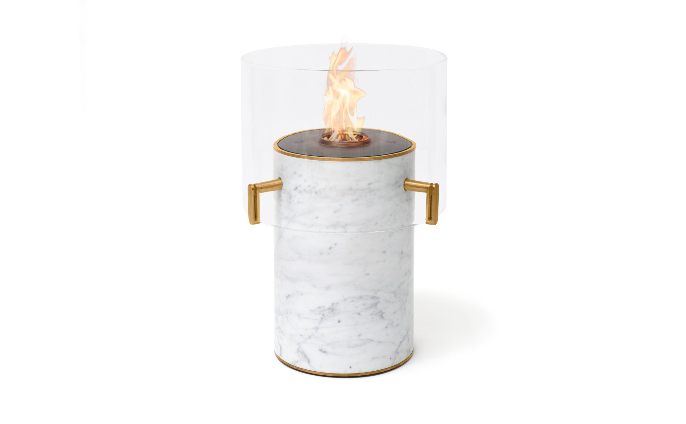 EcoSmart Fire Pillar 3T Marble White with black burner