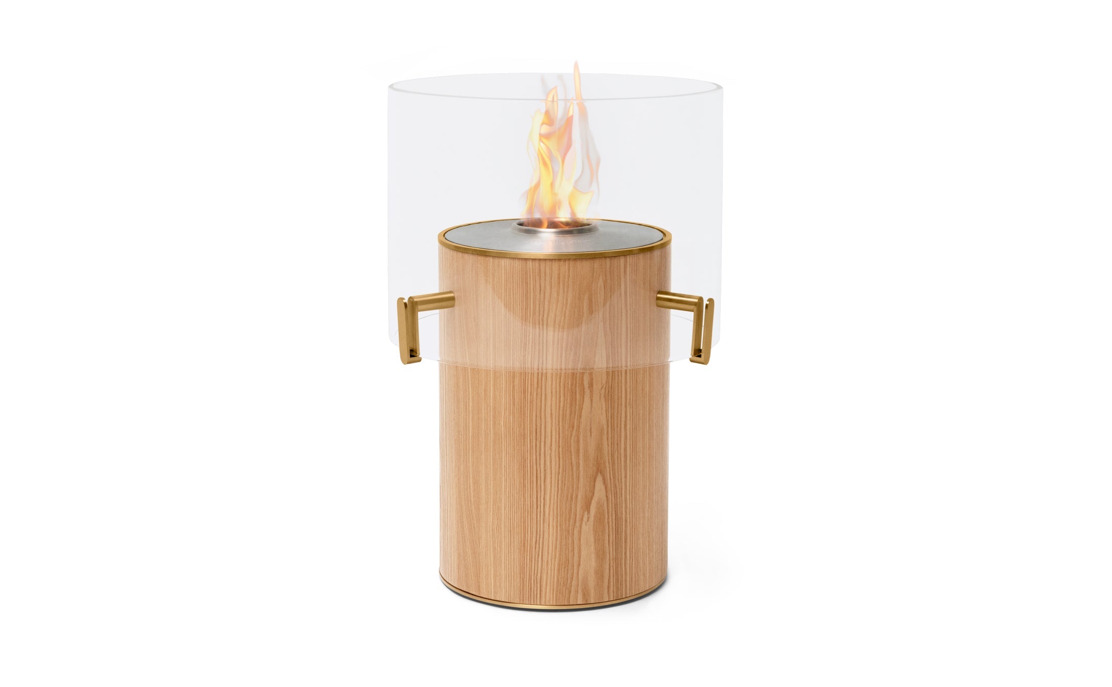 EcoSmart Fire Pillar 3T Oak with stainless steel burner