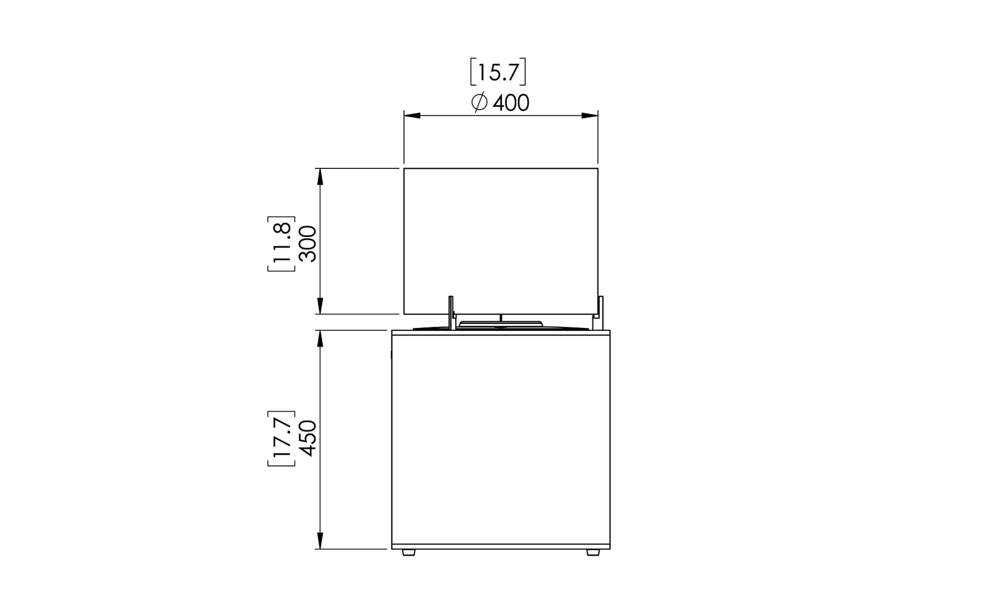 EcoSmart Fire Pop 8L side dimensions
