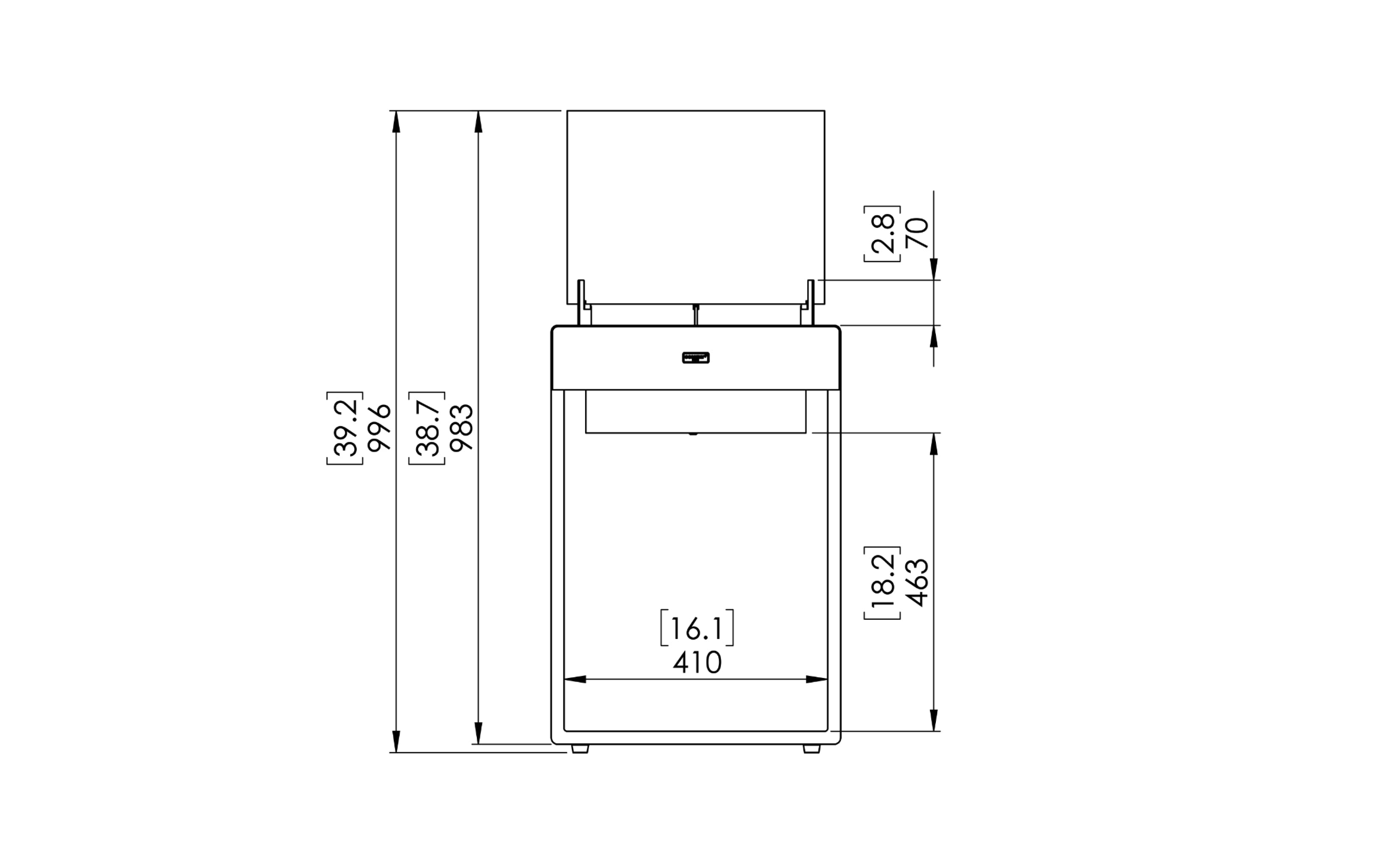 EcoSmart Fire Pop 8T front dimensions