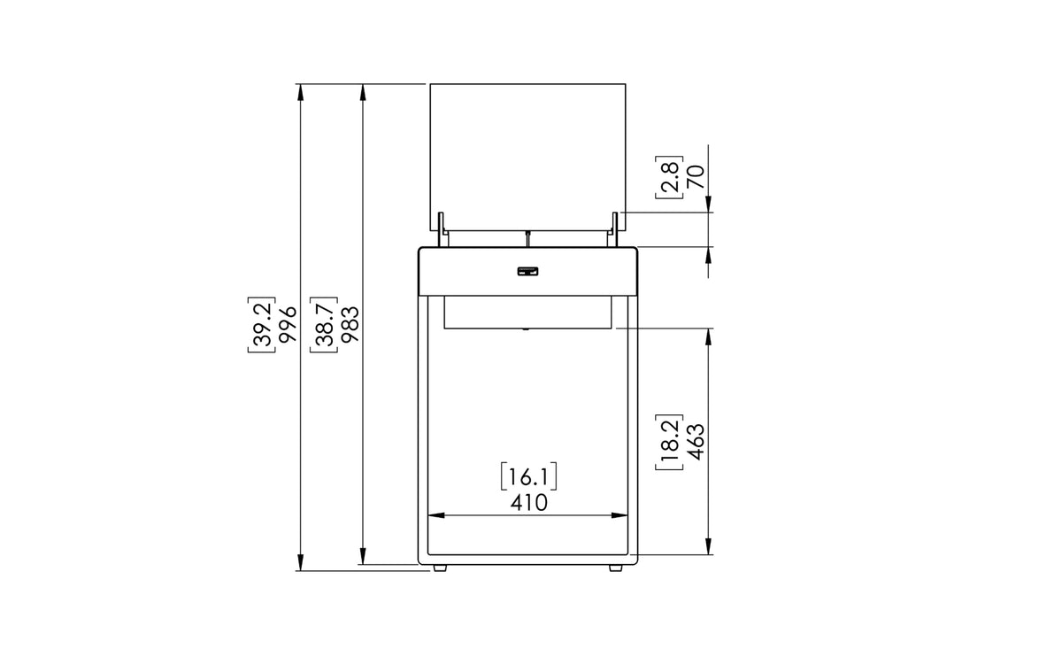EcoSmart Fire Pop 8T front dimensions