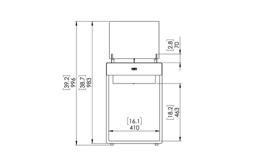 EcoSmart Fire Pop 8T front dimensions