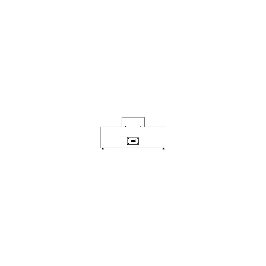 EcoSmart Fire Wharf 65 ethanol fire pit table shown in a simple black and white front elevation line drawing.