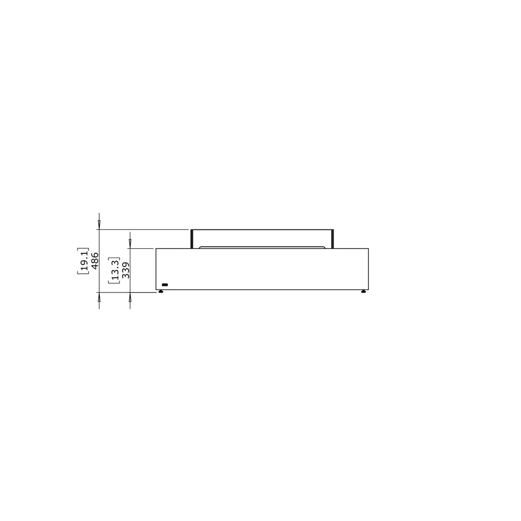 EcoSmart Fire Wharf 65 Ethanol Fire Pit Table technical line drawing showing front elevation and dimensions.