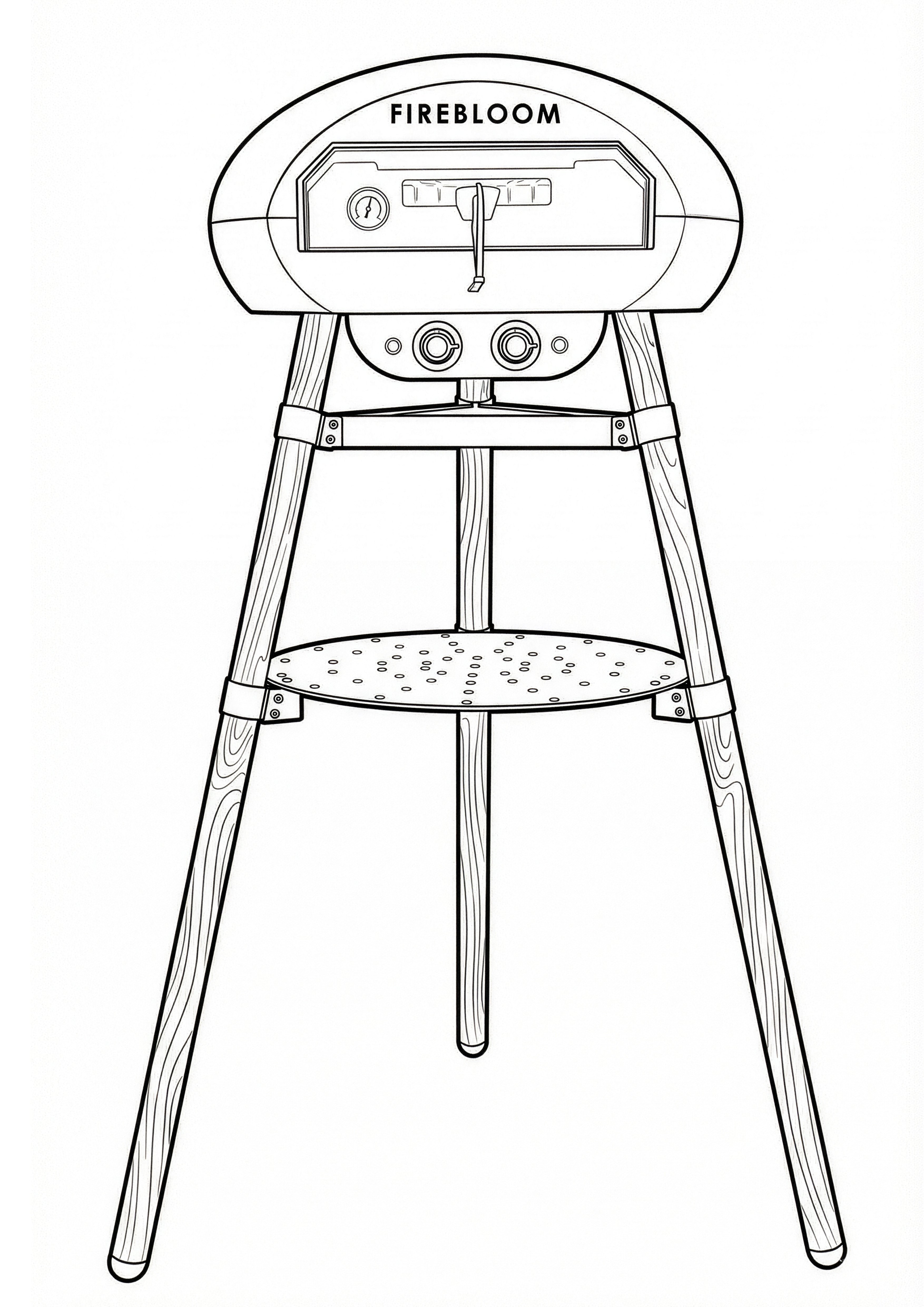 Firebloom EP02 freestanding electric pizza oven outline drawing