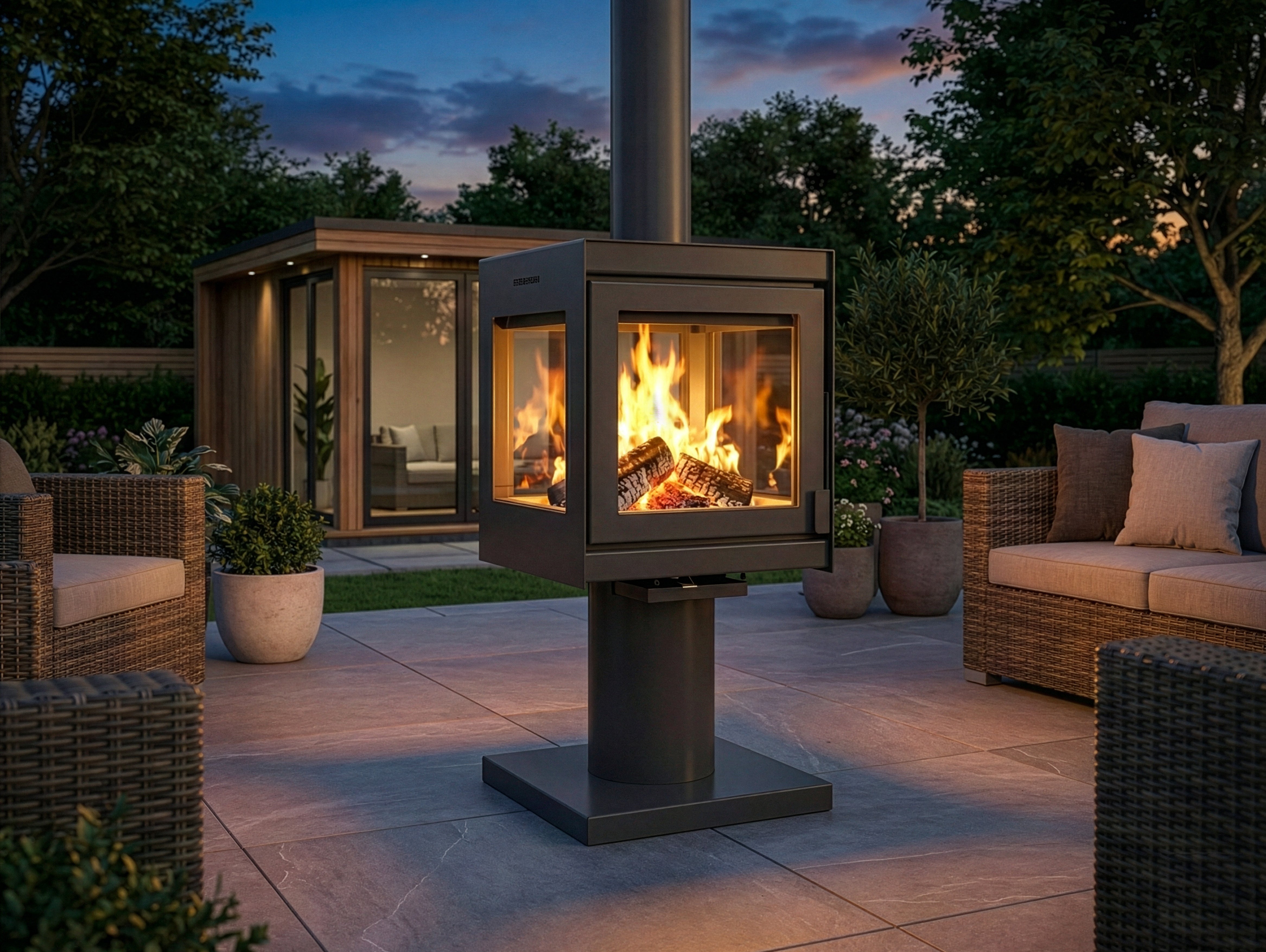 Firebloom Fresco Plus outdoor wood-burning fire – supplier image
