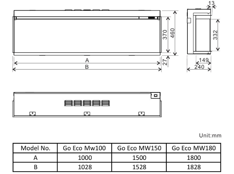 Go Eco MW100 technical drawing