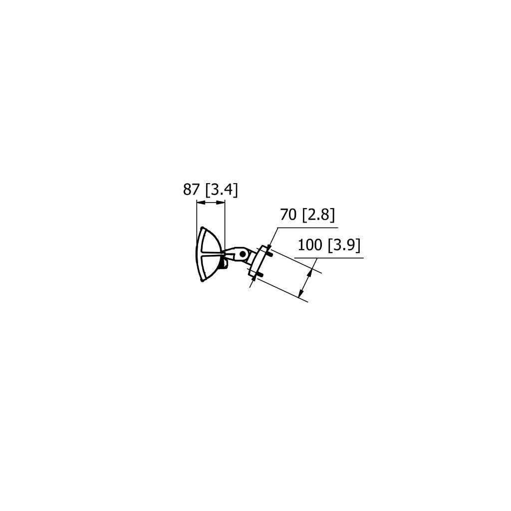 Technical line drawing of Heatscope Heaters Next 3000w Electric Radiant Heater showing side profile and dimensions.