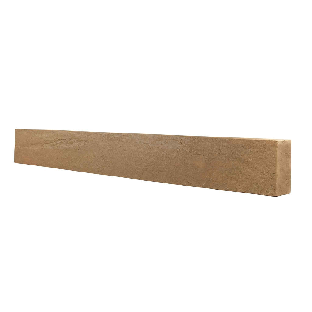 OER 48 inch geocast fireplace beam in a textured, light brown urban finish against a white background.