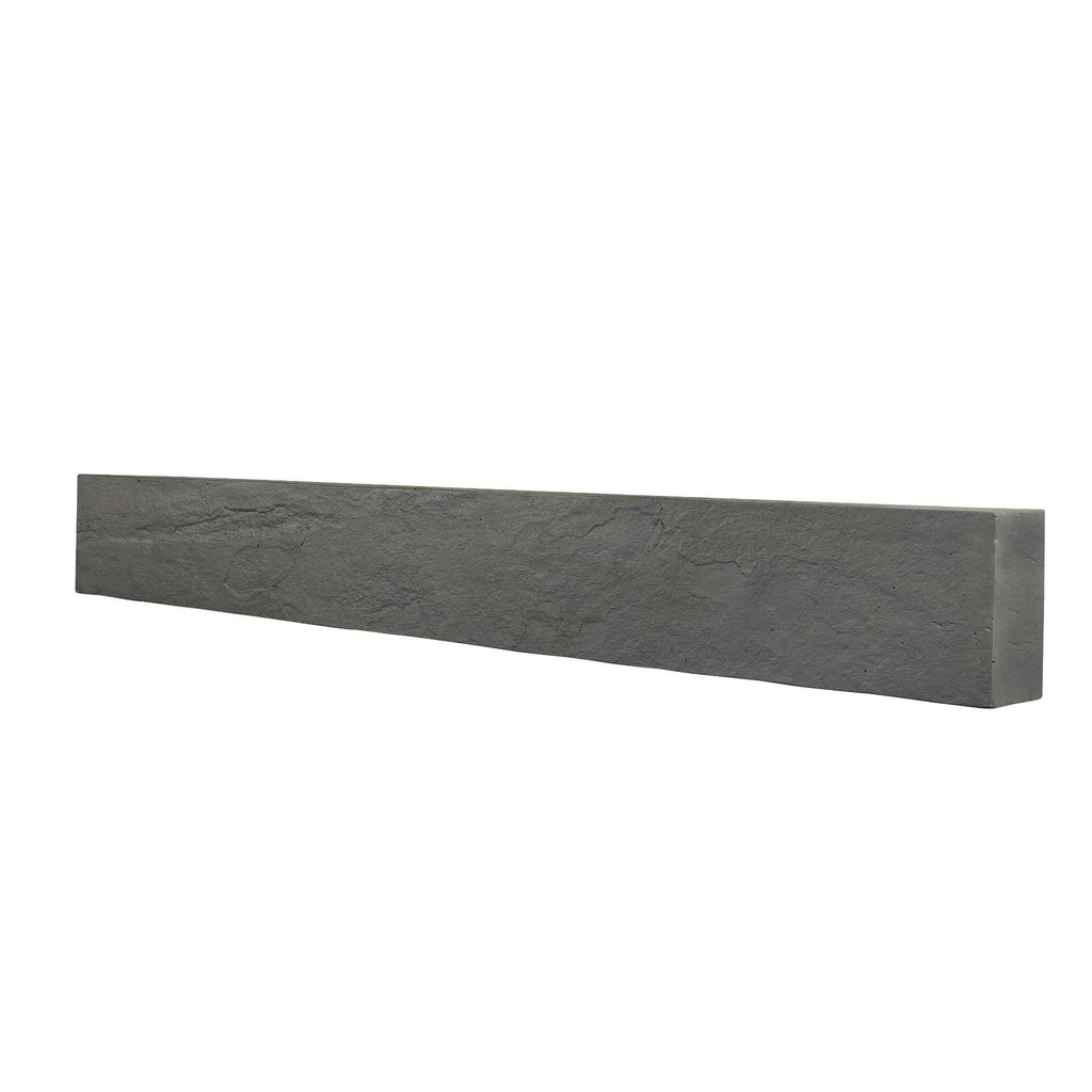 OER 48 inch Urban finish fireplace beam in a grey, textured stone-effect material against a plain white background.
