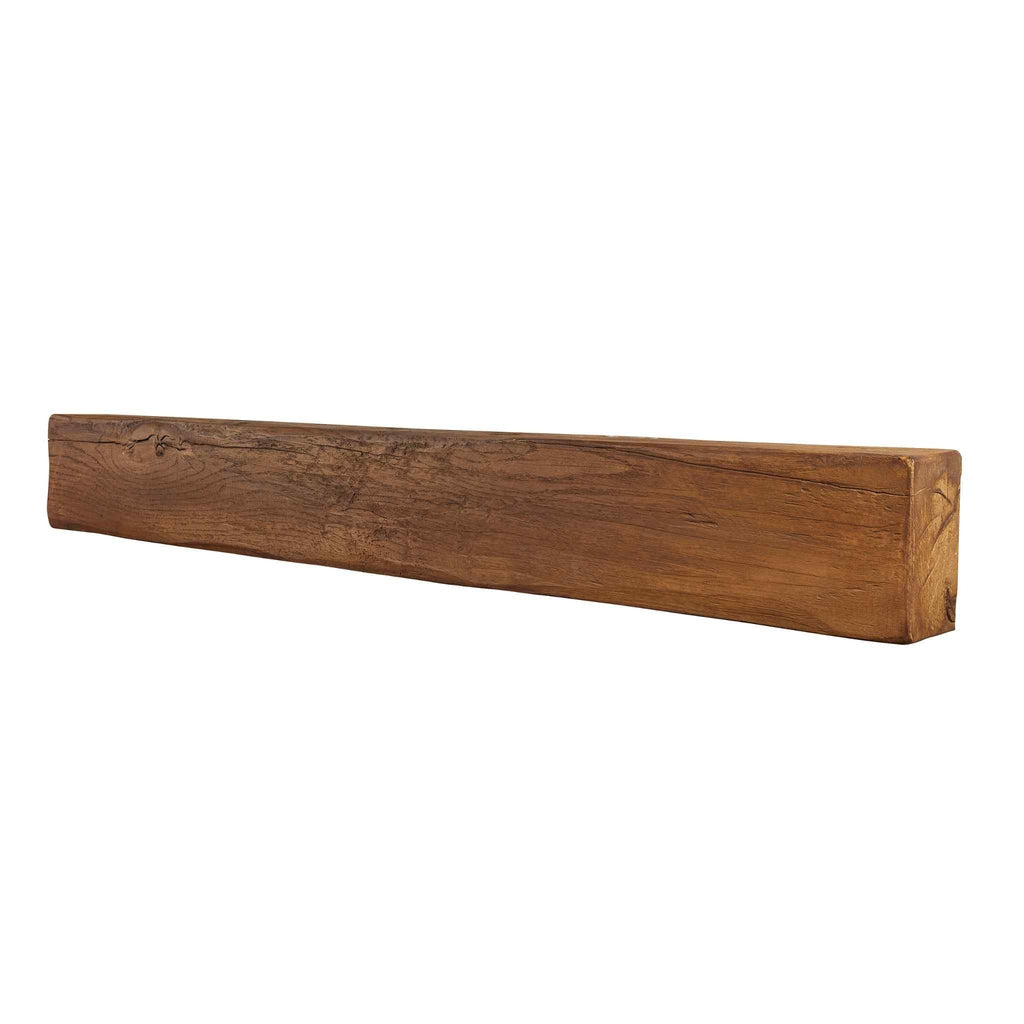OER Artisan 48-inch geocast fireplace beam with a realistic dark brown wood-effect finish and textured grain.