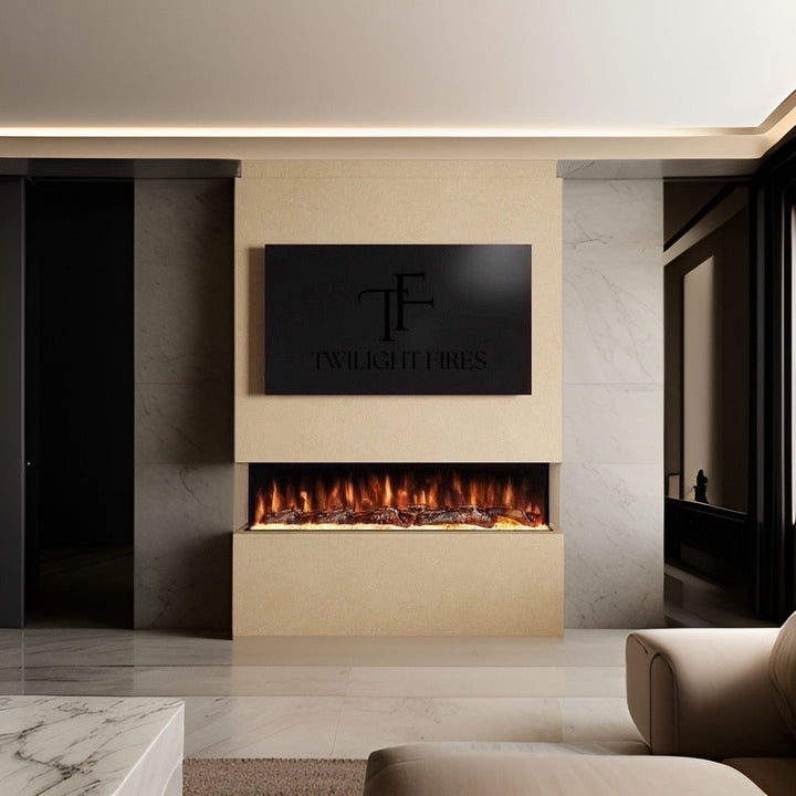 Phoenix 47" Pre-Built Media Wall Fireplace - Electric Fire Package-Twilight Fires