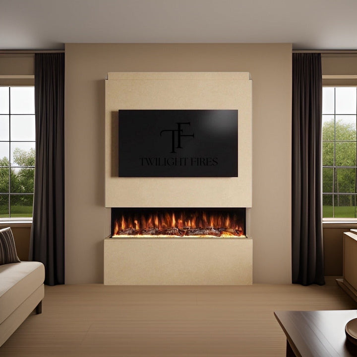 Phoenix 54" Pre-Built Media Wall Fireplace - Electric Fire Package-Twilight Fires