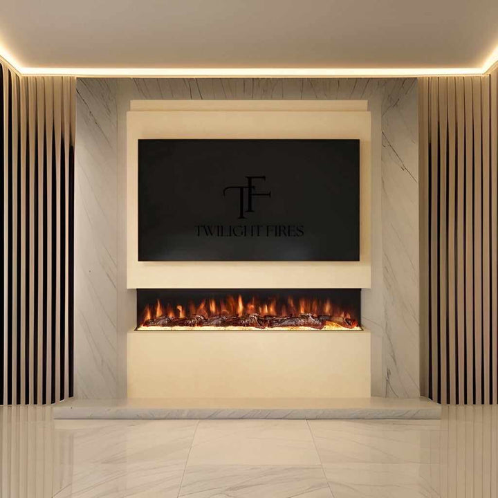 Phoenix 64" Pre-Built Media Wall Fireplace - Electric Fire Package-Twilight Fires