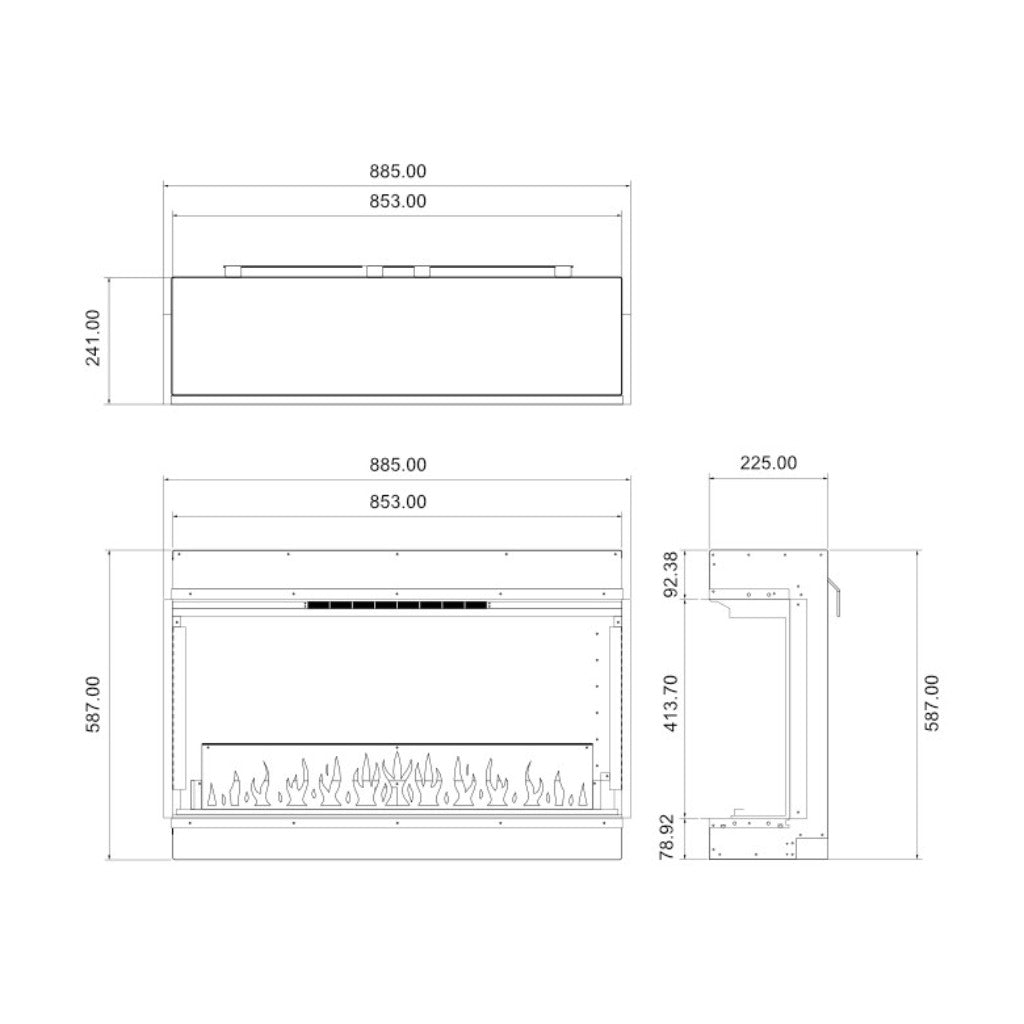 Woodford Thea 1/2/3 Sided Panoramic HD+ Media Wall Electric Fire Insert-Twilight Fires