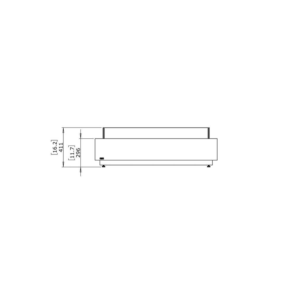 Technical line drawing of the EcoSmart Fire Cosmo 50 Bioethanol Fire Pit Table showing side profile and dimensions.