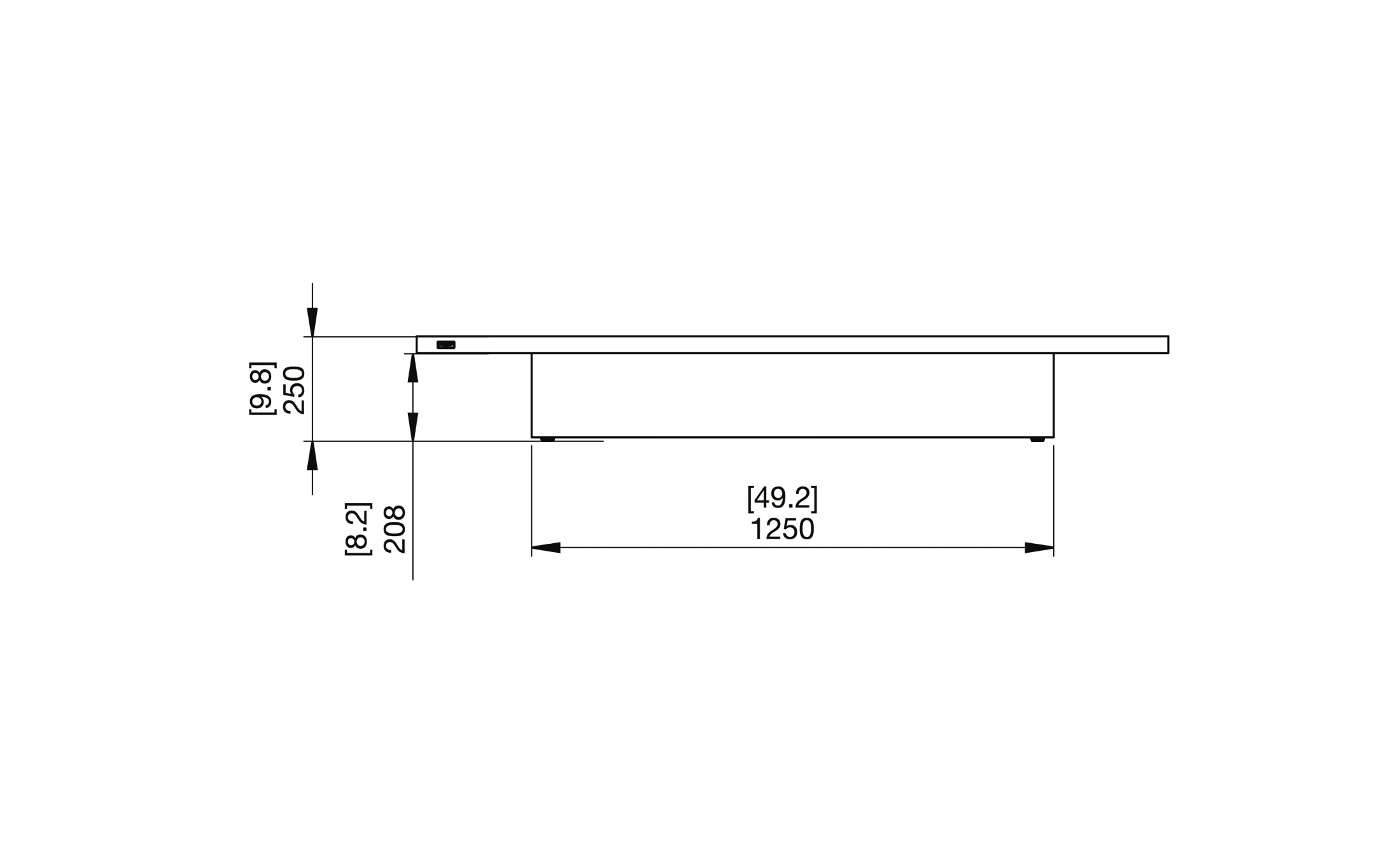EcoSmart Daiquiri 70 front dimensions drawing