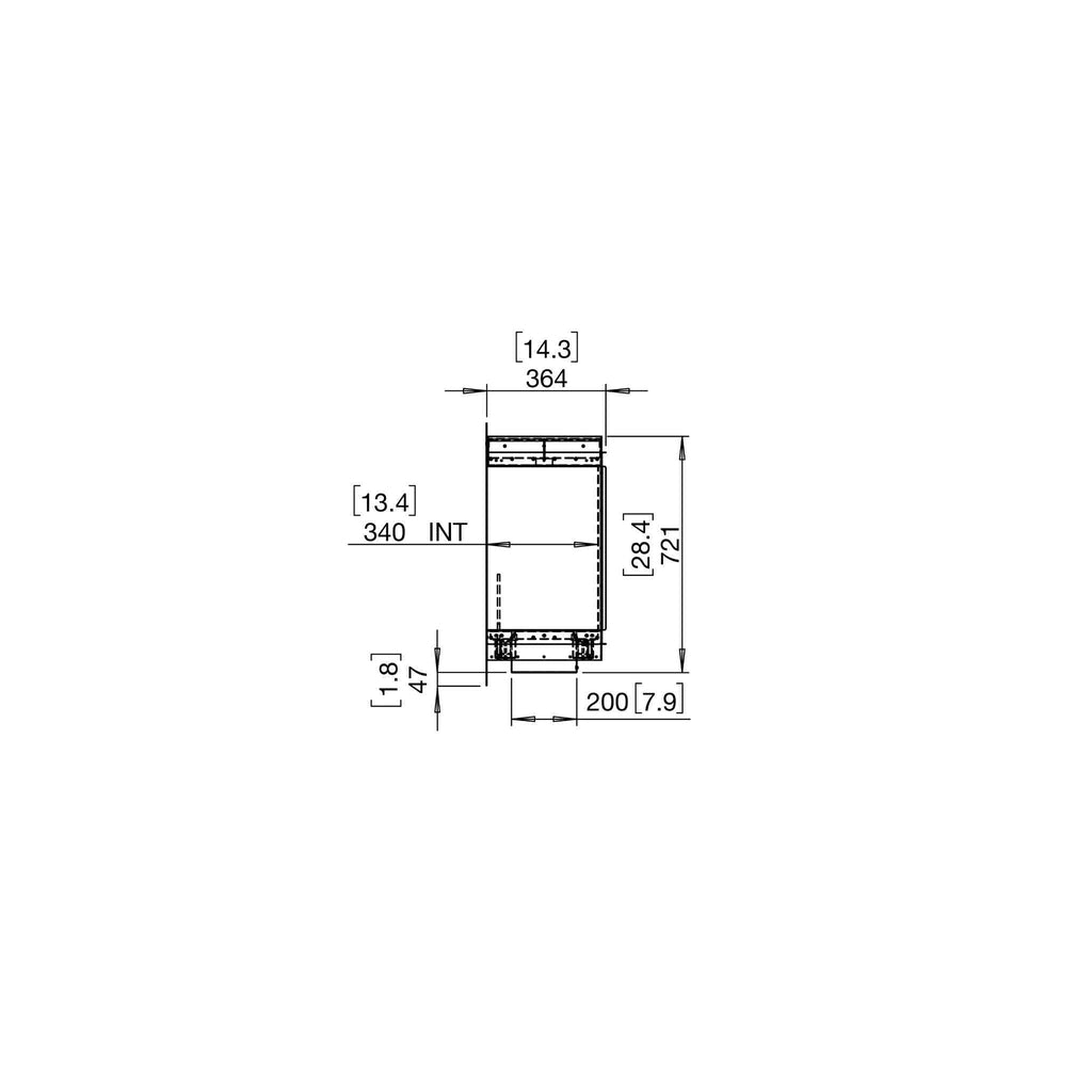 Technical line drawing showing side profile dimensions for the EcoSmart Fire Flex 68 bioethanol fireplace insert.