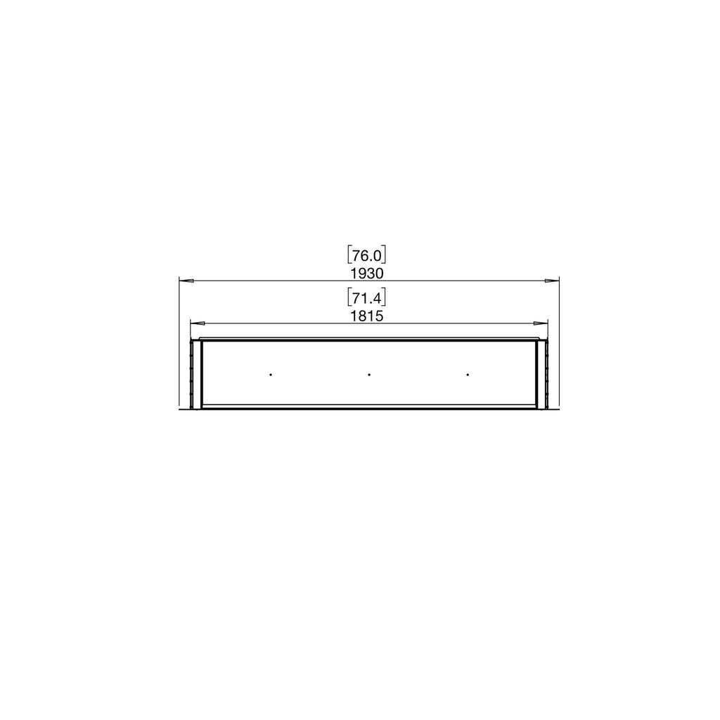 Technical line drawing of the EcoSmart Fire Flex 68 showing top-down dimensions in millimetres.
