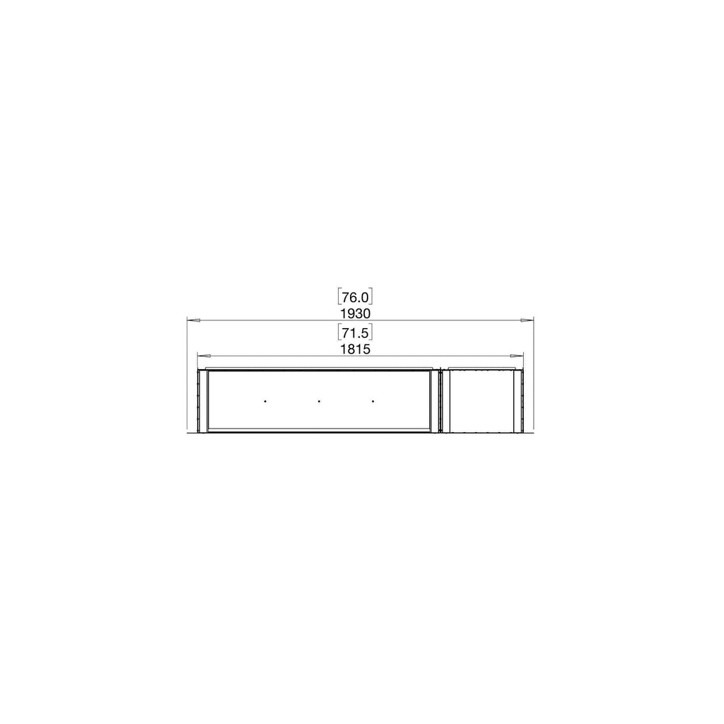Technical line drawing of the EcoSmart Fire Flex 68 showing front elevation dimensions in millimetres.