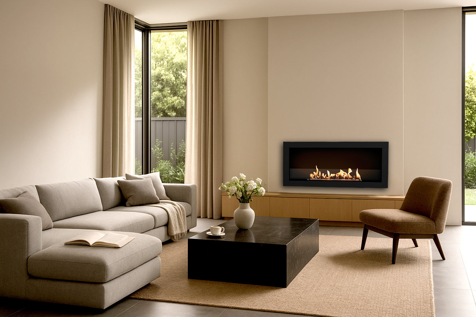 EcoSmart Fire Frame 1000SS installed in a residential space