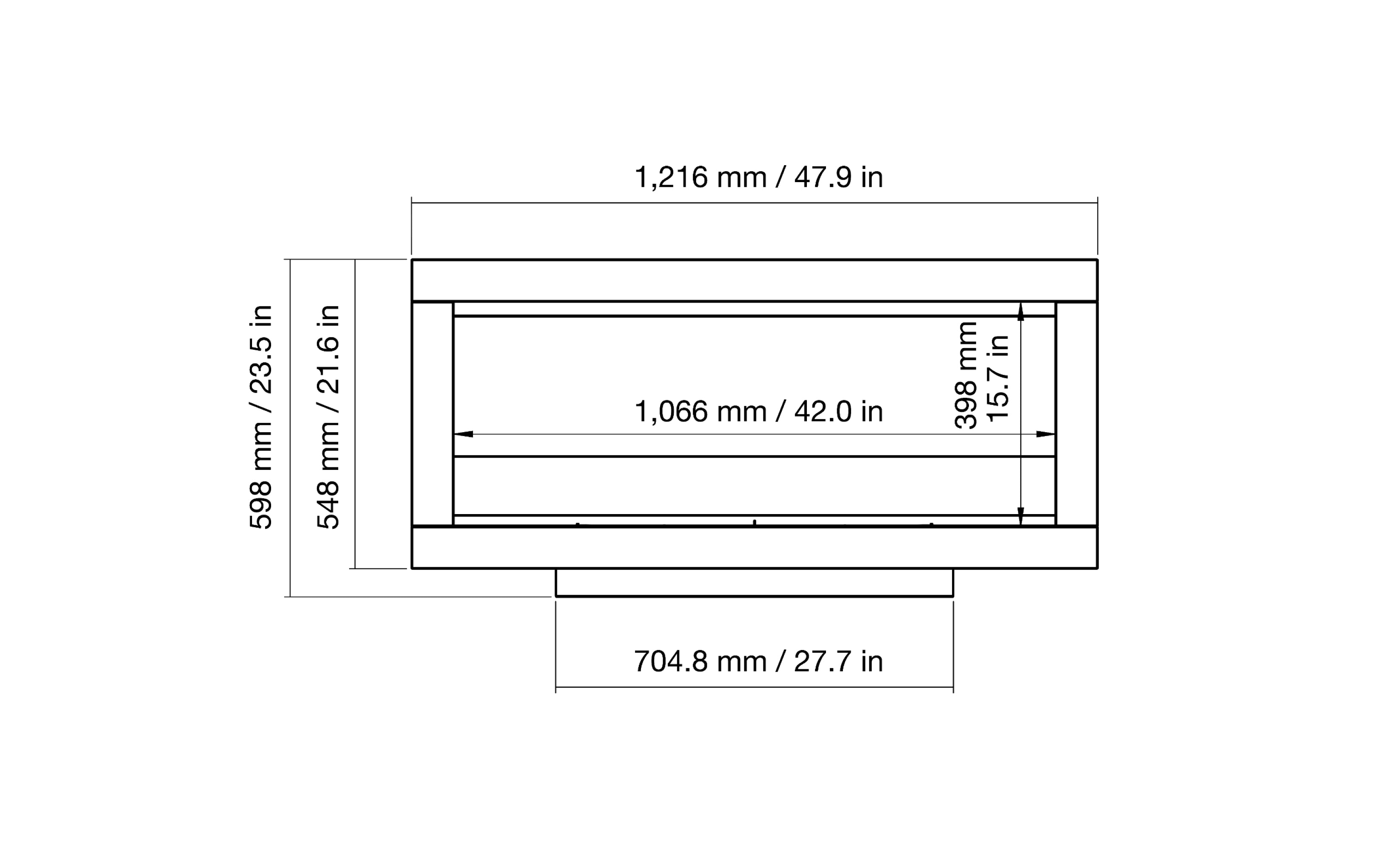 EcoSmart Fire Frame 1000SS front dimensions