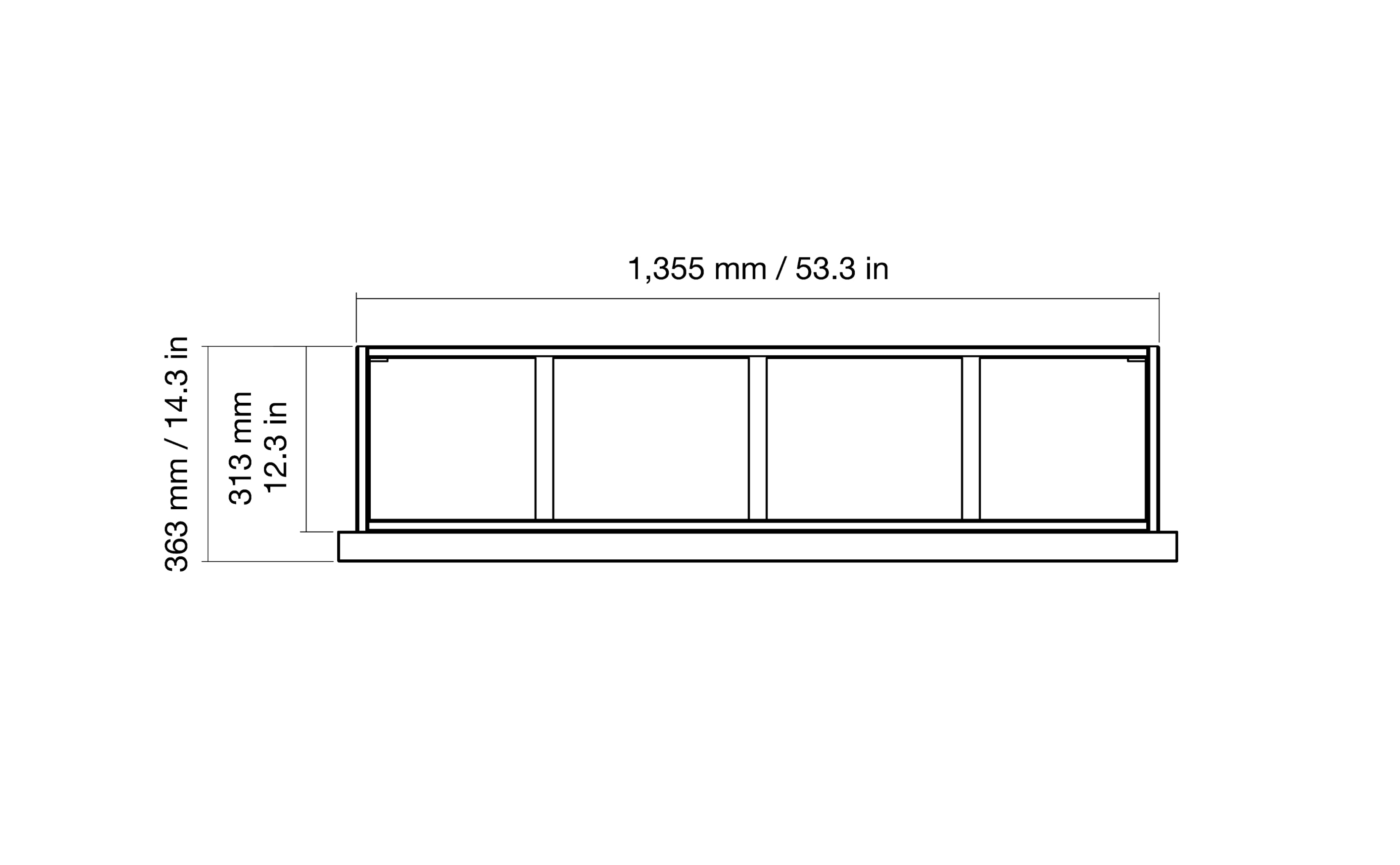 EcoSmart Fire Frame 1200SS top dimensions