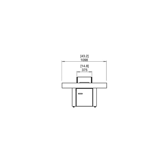 Technical line drawing of the EcoSmart Fire Gin 90 bioethanol fire pit table showing front elevation dimensions.