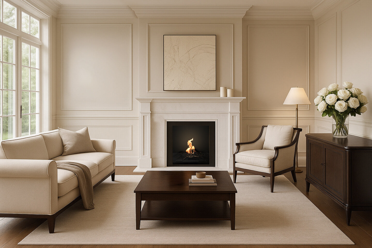 EcoSmart Fire Heritage 26SS installed in a living area