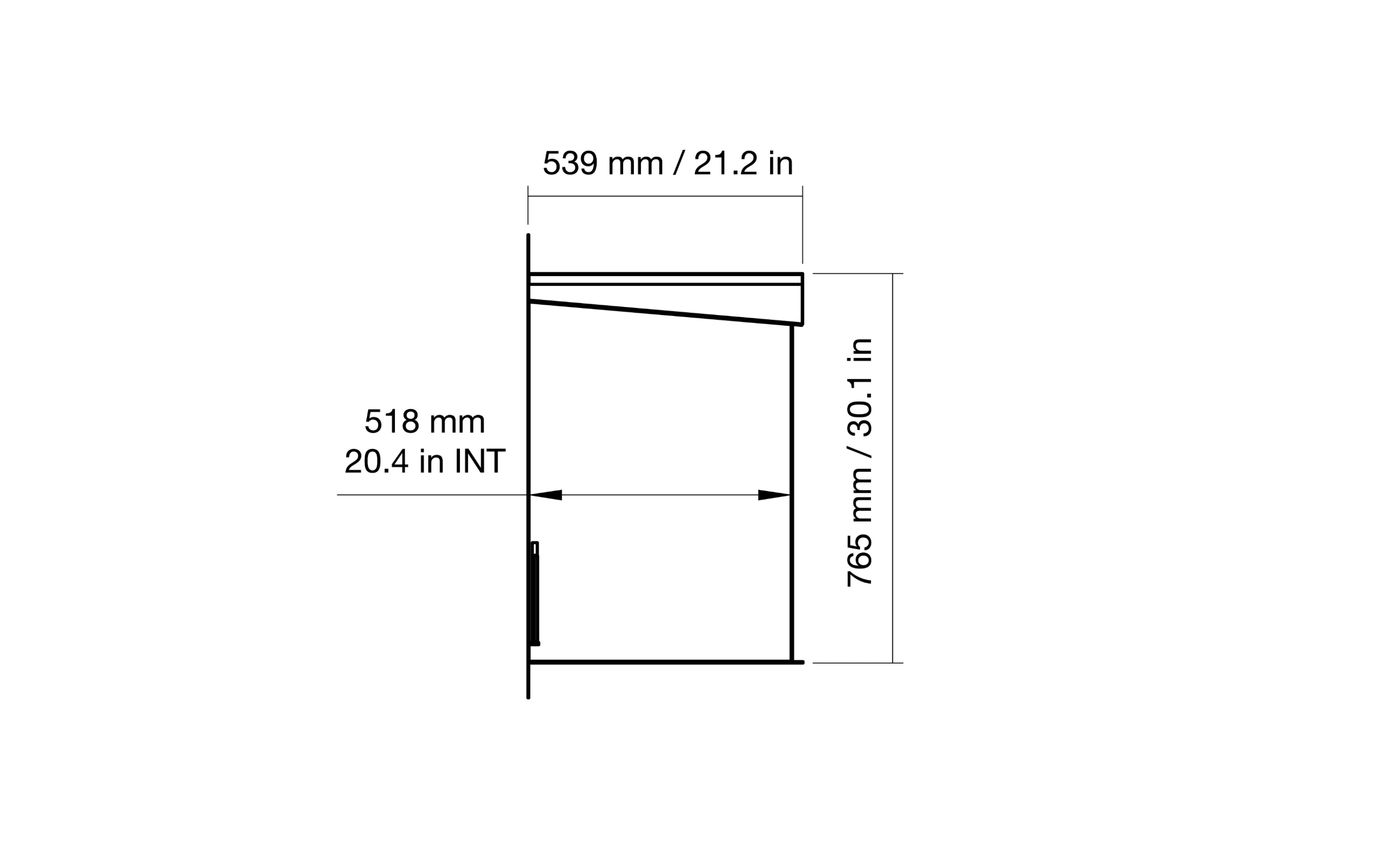 EcoSmart Fire Heritage 26SS side dimensions