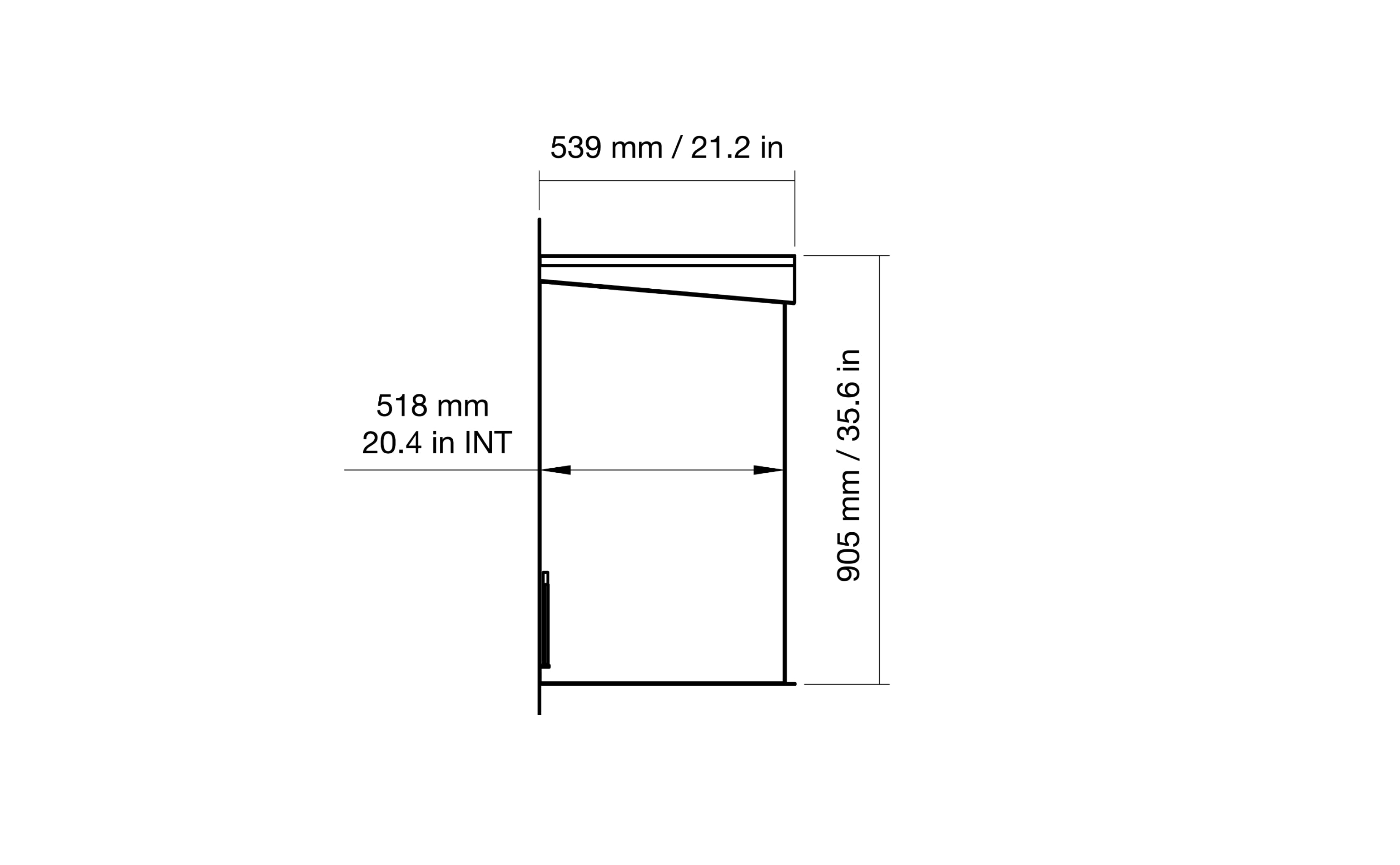 EcoSmart Fire Heritage 42SS side dimensions