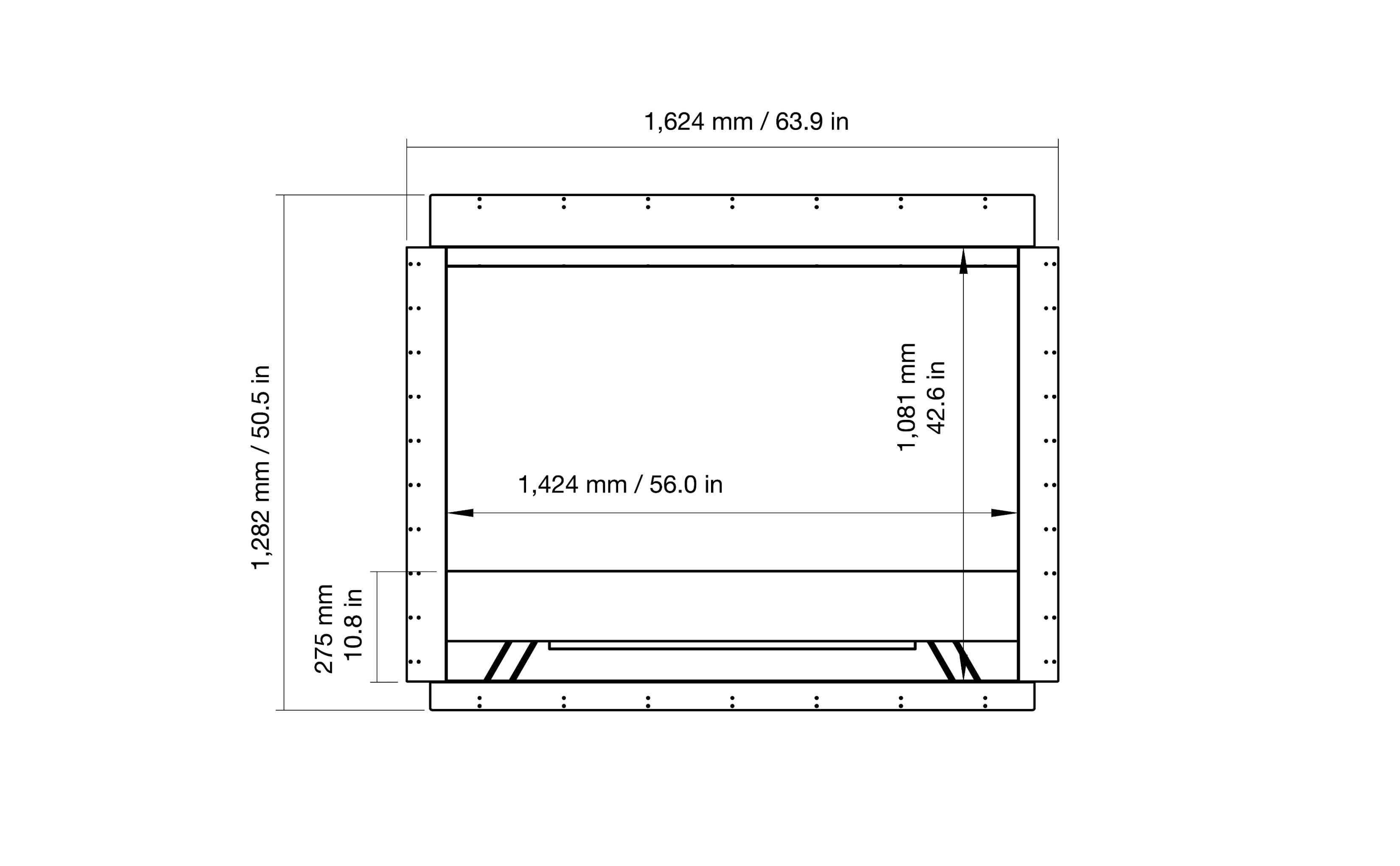 EcoSmart Fire Heritage 56SS front dimensions