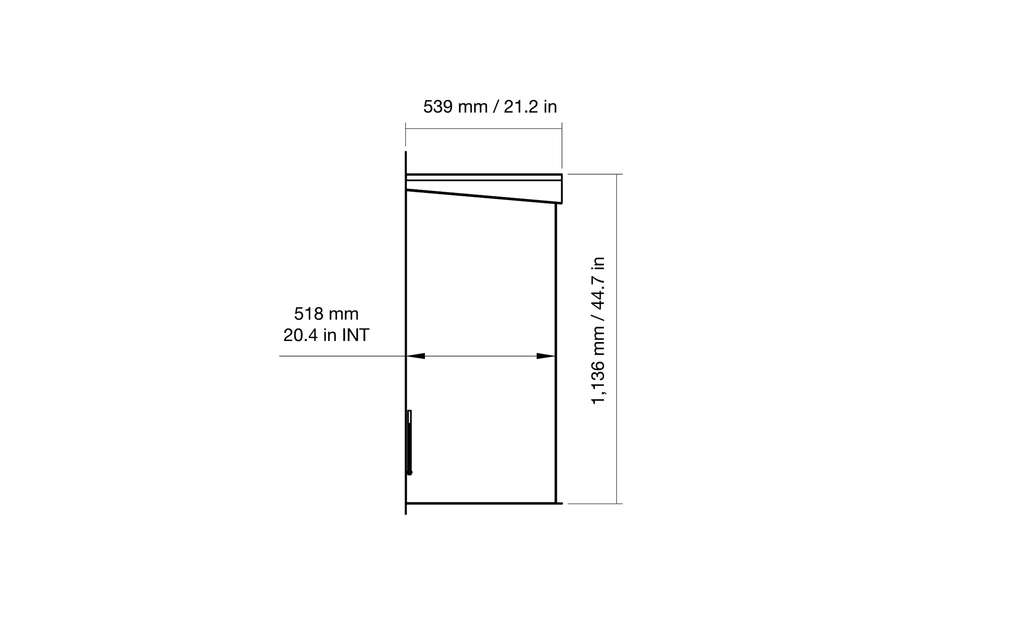 EcoSmart Fire Heritage 56SS side dimensions