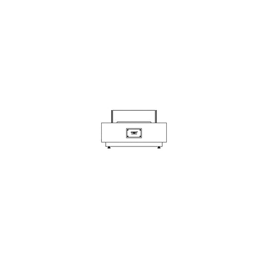 Line drawing of the EcoSmart Fire Manhattan 50 bioethanol fire pit table, showing a front view with glass screen.