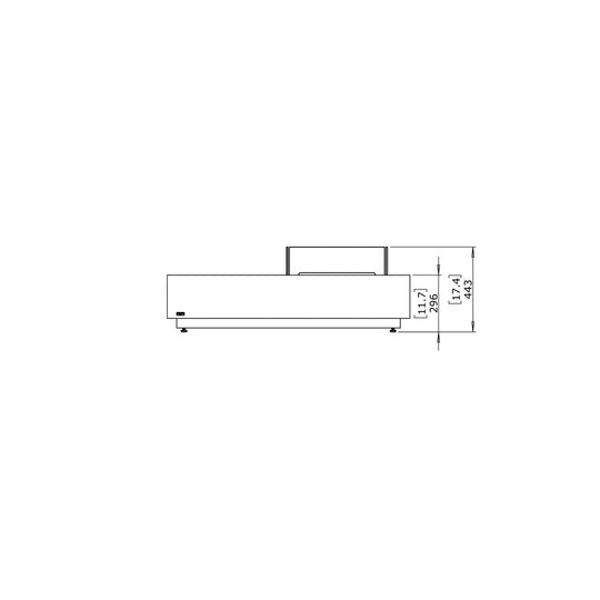 Side elevation technical drawing of the EcoSmart Fire Manhattan 50 fire pit table with height dimension markers.