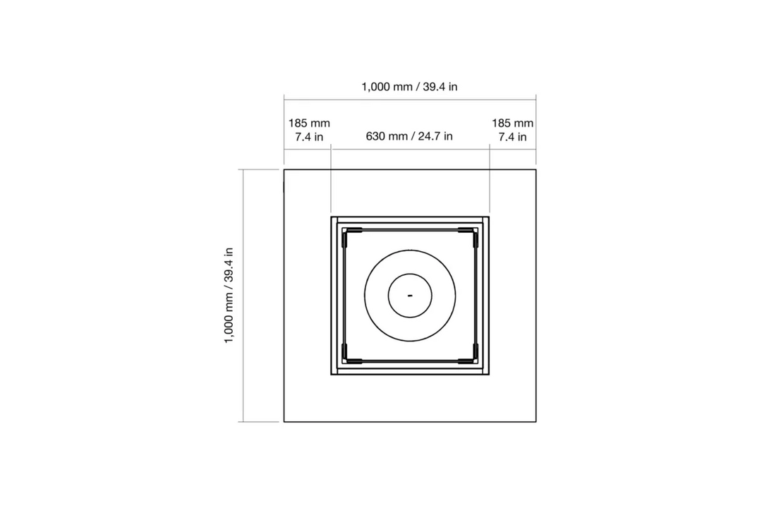 EcoSmart Fire Mojito 40 top plan with dimensions
