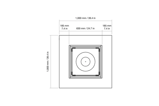 EcoSmart Fire Mojito 40 top plan with dimensions