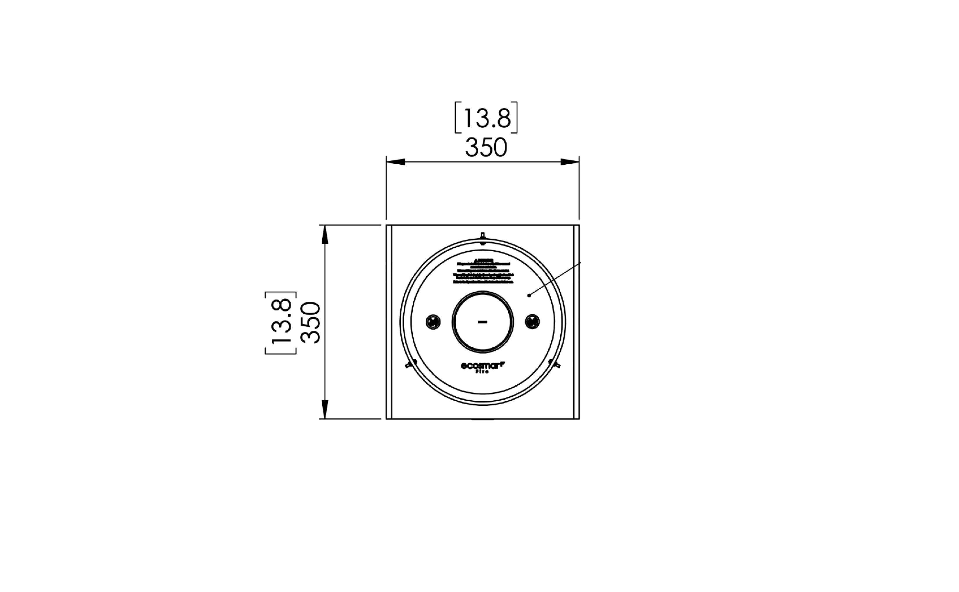 EcoSmart Fire Pop 3L top technical dimensions
