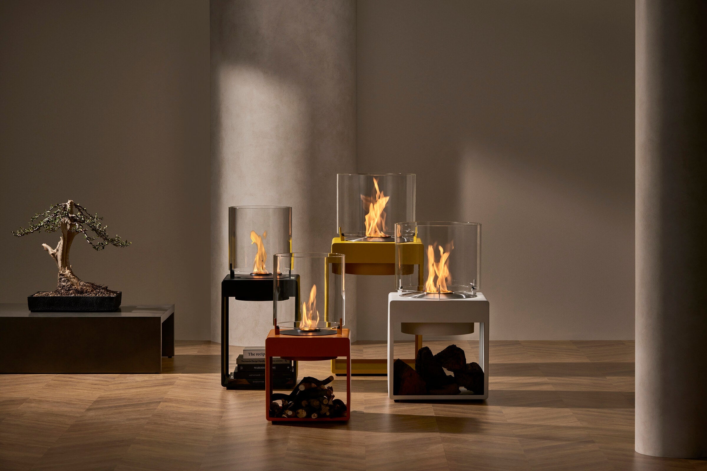 EcoSmart Fire Pop Series fireplaces in a styled interior