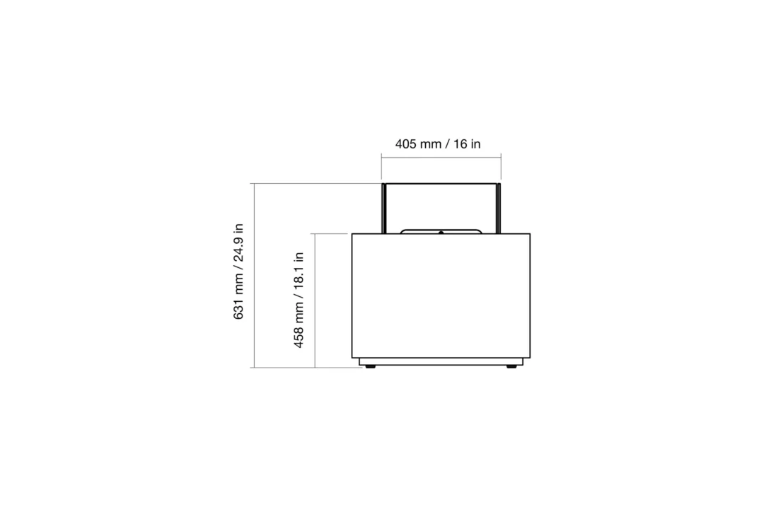 EcoSmart Fire Sidecar 24 elevation with dimensions