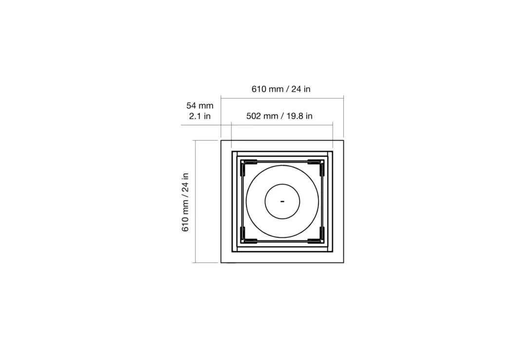 EcoSmart Fire Sidecar 24 top plan with dimensions