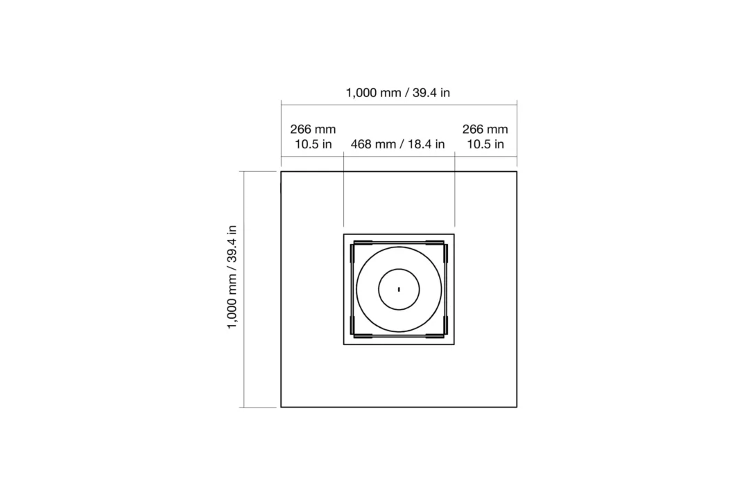 EcoSmart Fire Vertigo 40 top plan with dimensions